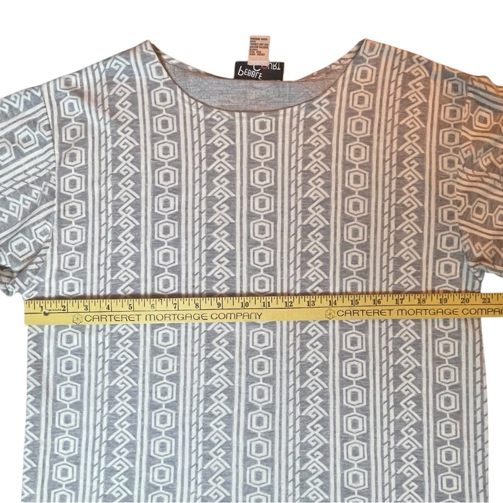 VTG Pebble Court 3/4 Sleeve Shirt Top Women Medium Bohemian Geometric Aztec Gray - Picture 13 of 16